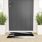 Gestural Abstract Black and White Brush Strokes Welcome Mat Gallery Image 3
