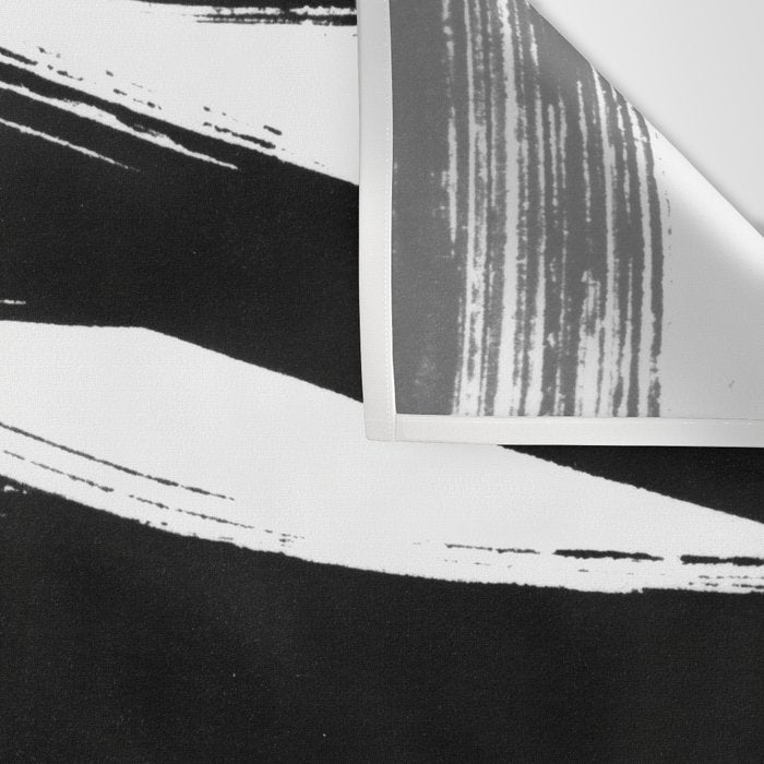 Gestural Abstract Black and White Brush Strokes Wall Tapestry Gallery Image 3