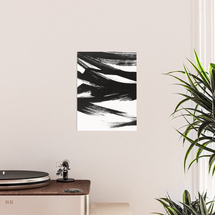 Gestural Abstract Black and White Brush Strokes Poster Gallery Image 2
