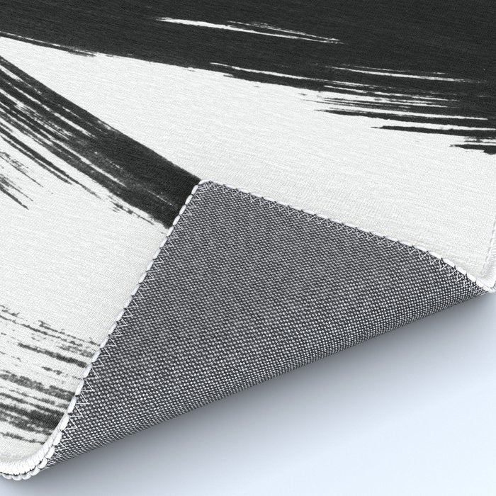 Gestural Abstract Black and White Brush Strokes Rug Gallery Image 4