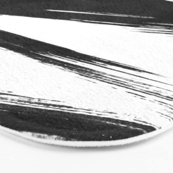 Gestural Abstract Black and White Brush Strokes Bath Mat Gallery Image 3