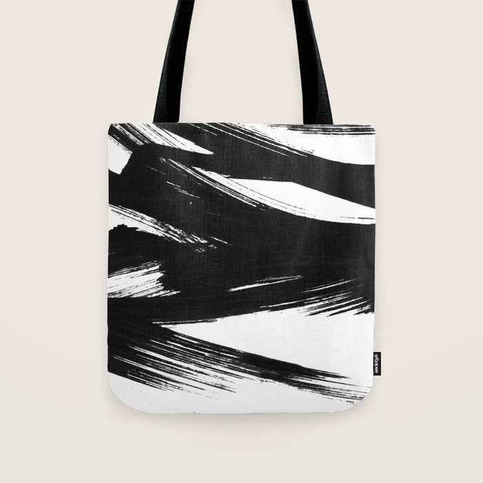 Gestural Abstract Black and White Brush Strokes Tote Bag Gallery Image 1