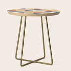 Mid Century Modern Geometric Pattern 445 Blue Yellow Orange Gray and Beige Side Table Gallery Image 1