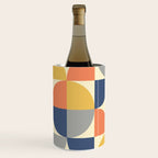 Mid Century Modern Geometric Pattern 445 Blue Yellow Orange Gray and Beige Wine Chiller Gallery Image 2