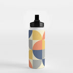 Mid Century Modern Geometric Pattern 445 Blue Yellow Orange Gray and Beige Water Bottle Gallery Image 2