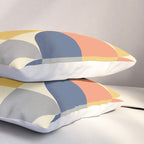Mid Century Modern Geometric Pattern 445 Blue Yellow Orange Gray and Beige Pillow Sham Gallery Image 3
