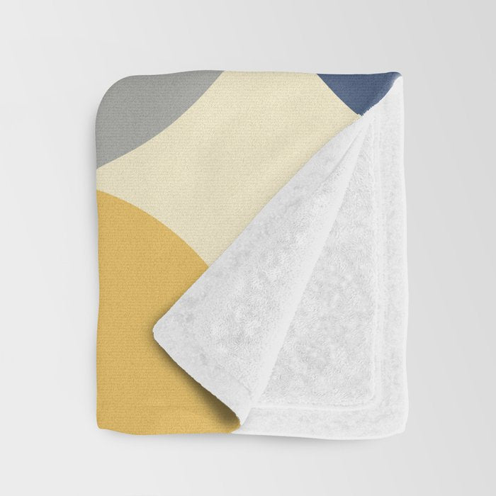 Mid Century Modern Geometric Pattern 445 Blue Yellow Orange Gray and Beige Throw Blanket Gallery Image 3