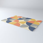 Mid Century Modern Geometric Pattern 445 Blue Yellow Orange Gray and Beige Rug Gallery Image 3