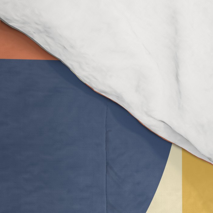 Mid Century Modern Geometric Pattern 445 Blue Yellow Orange Gray and Beige Comforter Gallery Image 4