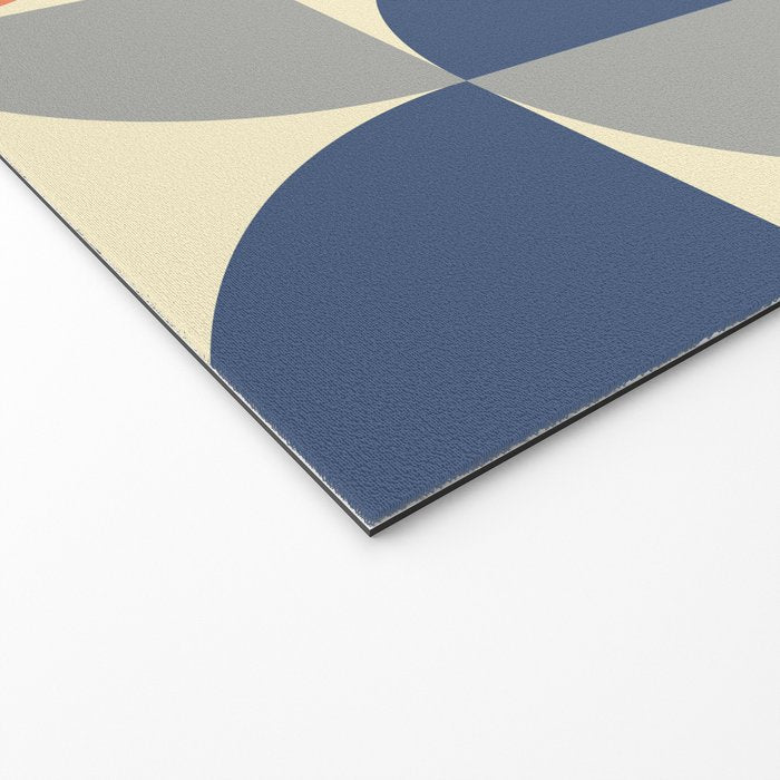 Mid Century Modern Geometric Pattern 445 Blue Yellow Orange Gray and Beige Welcome Mat Gallery Image 2