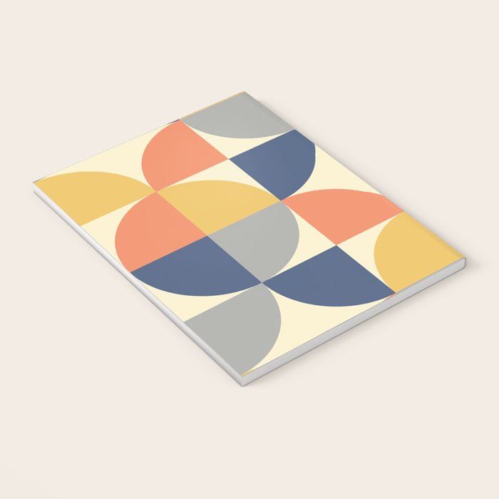 Mid Century Modern Geometric Pattern 445 Blue Yellow Orange Gray and Beige Notebook Gallery Image 3