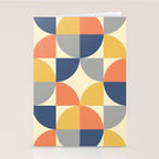 Mid Century Modern Geometric Pattern 445 Blue Yellow Orange Gray and Beige Stationery Card Gallery Image 2