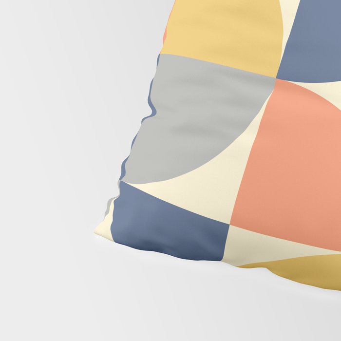 Mid Century Modern Geometric Pattern 445 Blue Yellow Orange Gray and Beige Pillow Sham Gallery Image 4