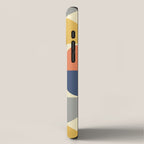Mid Century Modern Geometric Pattern 445 Blue Yellow Orange Gray and Beige iPhone Case Gallery Image 2