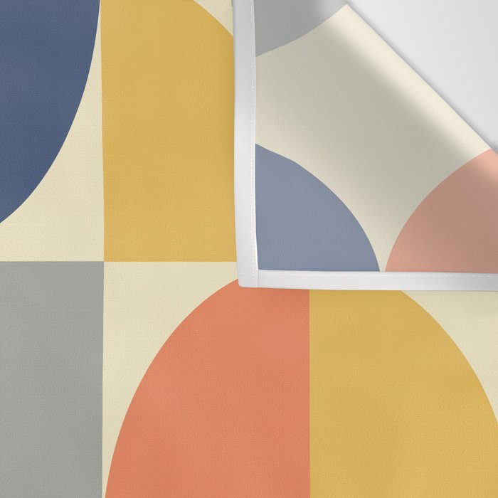 Mid Century Modern Geometric Pattern 445 Blue Yellow Orange Gray and Beige Wall Tapestry Gallery Image 3