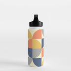 Mid Century Modern Geometric Pattern 445 Blue Yellow Orange Gray and Beige Water Bottle Gallery Image 3