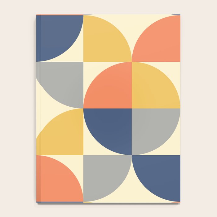 Mid Century Modern Geometric Pattern 445 Blue Yellow Orange Gray and Beige Notebook Gallery Image 4