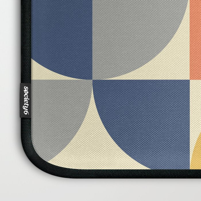 Mid Century Modern Geometric Pattern 445 Blue Yellow Orange Gray and Beige Laptop Sleeve Gallery Image 3