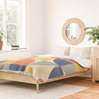 Mid Century Modern Geometric Pattern 445 Blue Yellow Orange Gray and Beige Duvet Cover Gallery Image 2