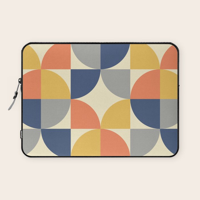 Mid Century Modern Geometric Pattern 445 Blue Yellow Orange Gray and Beige Laptop Sleeve Gallery Image 1