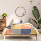 Mid Century Modern Geometric Pattern 445 Blue Yellow Orange Gray and Beige Comforter Gallery Image 3