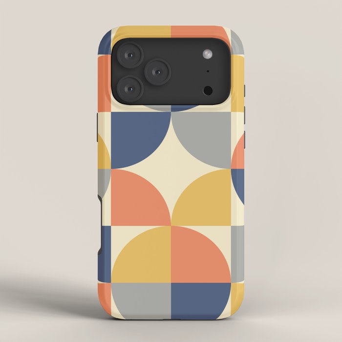 Mid Century Modern Geometric Pattern 445 Blue Yellow Orange Gray and Beige iPhone Case Gallery Image 4