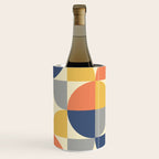 Mid Century Modern Geometric Pattern 445 Blue Yellow Orange Gray and Beige Wine Chiller Gallery Image 3