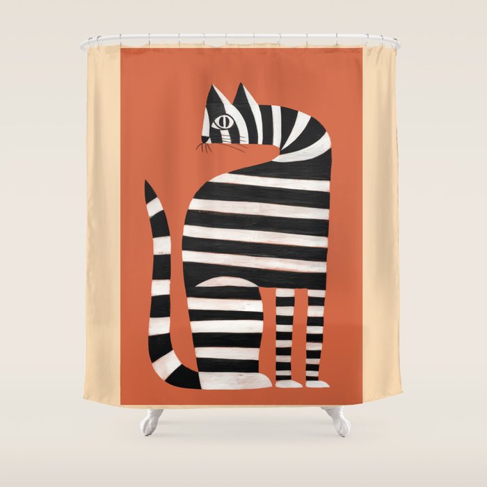 The Striped Cat II Shower Curtain Gallery Image 1