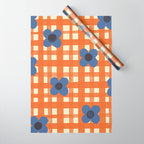 Red floral check pattern Wrapping Paper Gallery Image 1