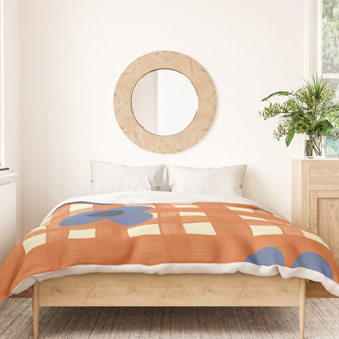 Red floral check pattern Duvet Cover Gallery Image 3