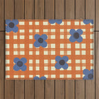 Red floral check pattern Outdoor Rug Gallery Image 1
