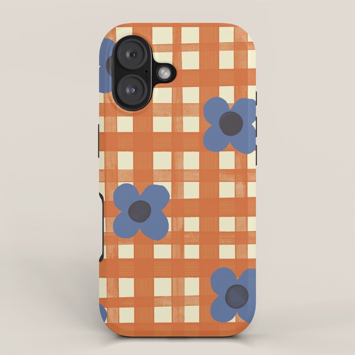 Red floral check pattern iPhone Case Gallery Image 1
