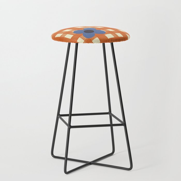 Red floral check pattern Stool Gallery Image 1