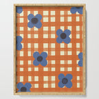 Red floral check pattern Serving Tray Gallery Image 1