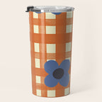 Red floral check pattern Travel Mug Gallery Image 3