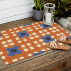 Red floral check pattern Outdoor Rug Gallery Image 2