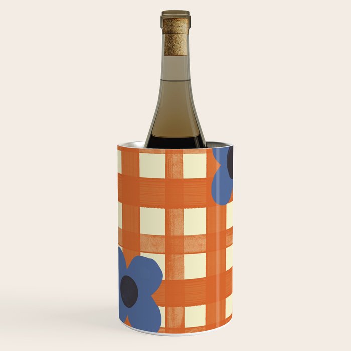 Red floral check pattern Wine Chiller Gallery Image 1