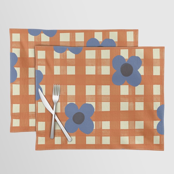 Red floral check pattern Placemat Gallery Image 1
