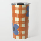 Red floral check pattern Travel Mug Gallery Image 1