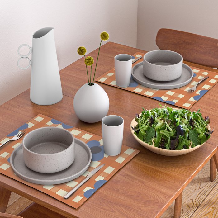 Red floral check pattern Placemat Gallery Image 2