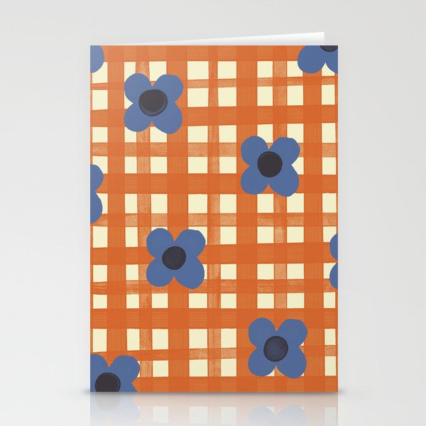 Red floral check pattern Stationery Card Gallery Image 2