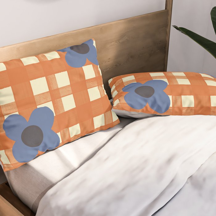 Red floral check pattern Pillow Sham Gallery Image 2