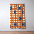 Red floral check pattern Window Curtain Gallery Image 3