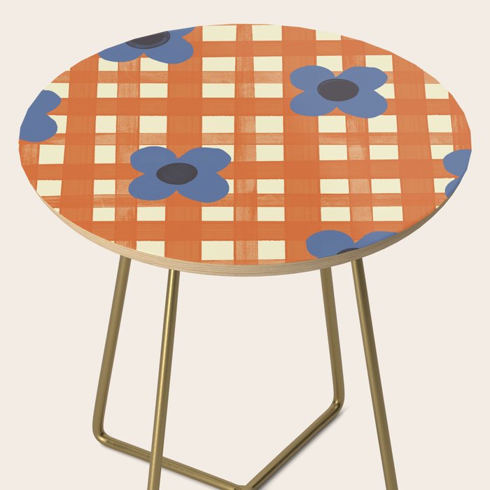 Red floral check pattern Side Table Gallery Image 2