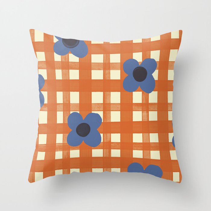 Red floral check pattern Throw Pillow Gallery Image 6