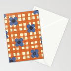 Red floral check pattern Stationery Card Gallery Image 2