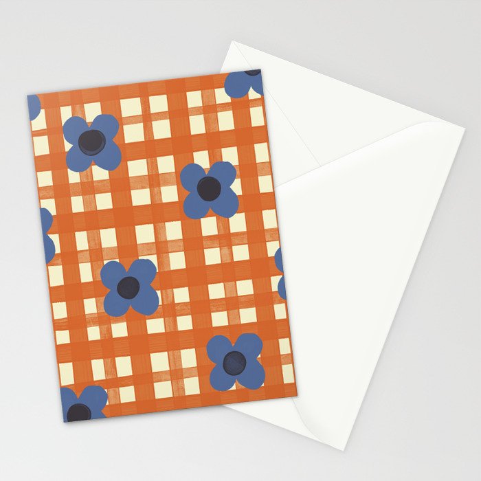 Red floral check pattern Stationery Card Gallery Image 2