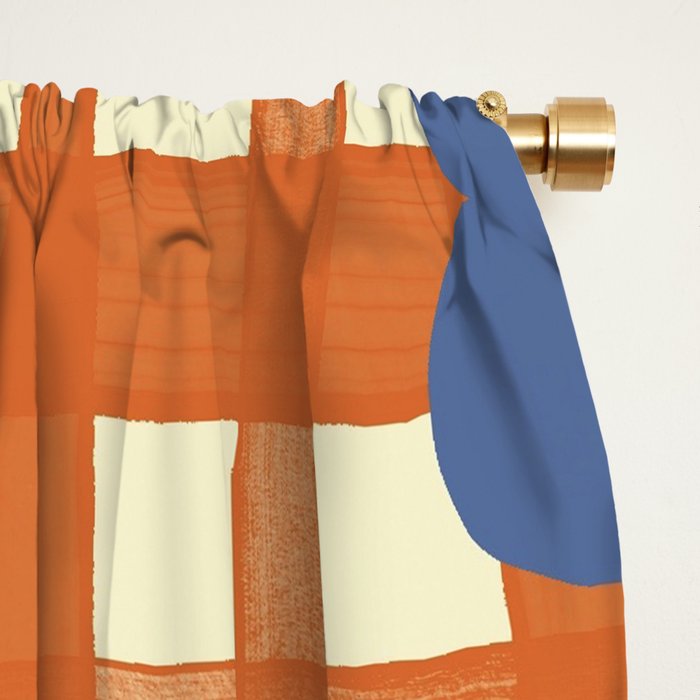 Red floral check pattern Window Curtain Gallery Image 2