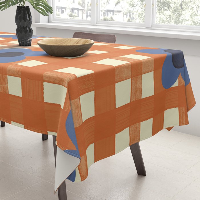 Red floral check pattern Tablecloth Gallery Image 3