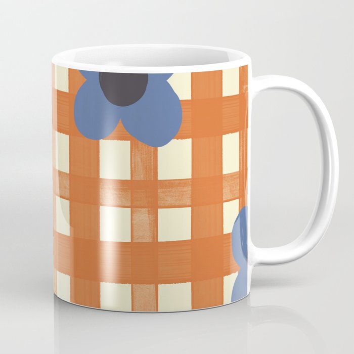 Red floral check pattern Coffee Mug Gallery Image 1